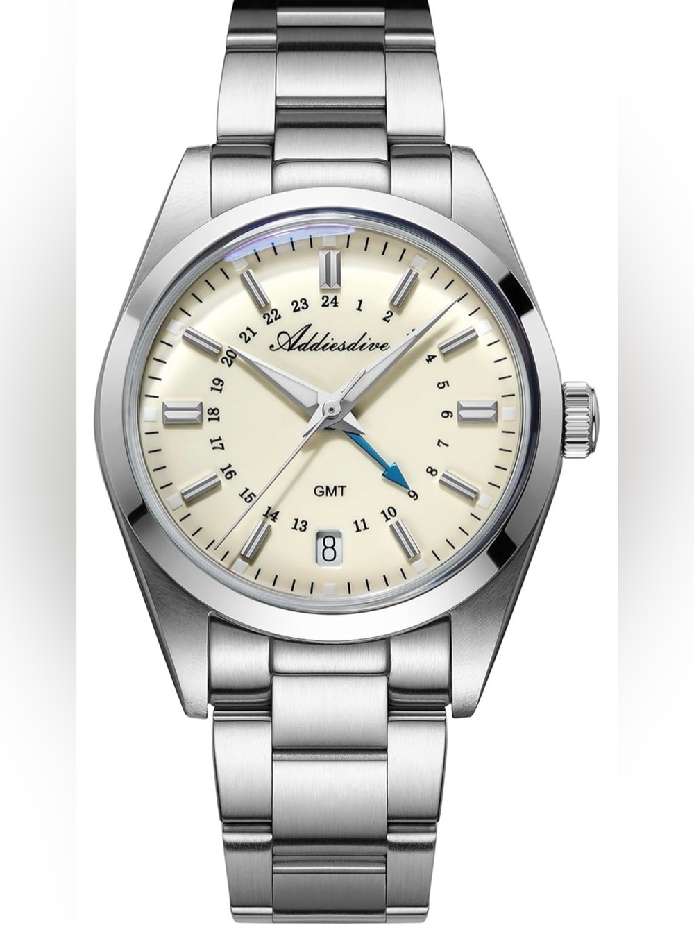ADDIESDIVE GMT Watches for Men 36 MM Small Dial Dual Time Zone Quartz Watch